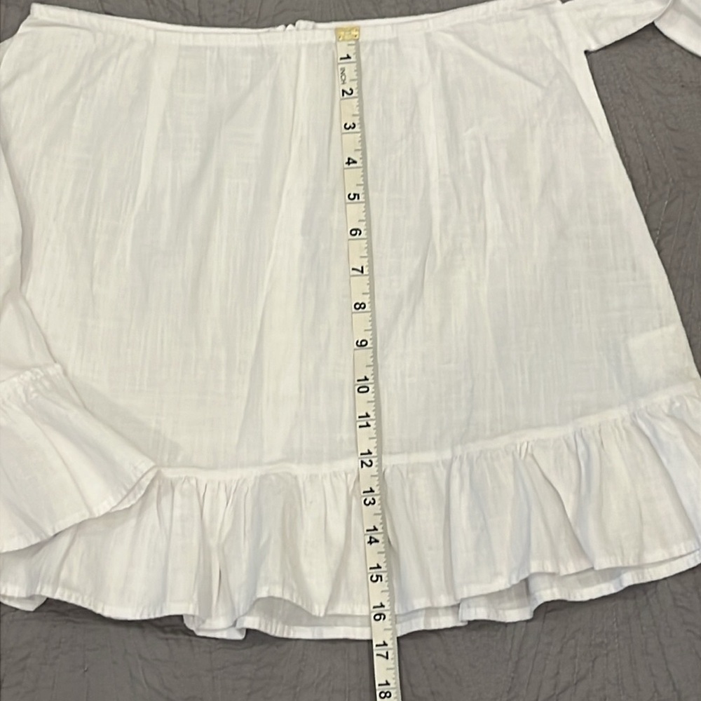 White Women’s rayon ruffled faux wrap mini skirt with tie size M - Picture 9 of 9